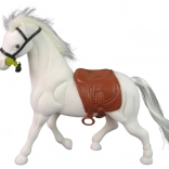 Figur eines weißen Pferdes mit braunem Sattel – Bauernhof