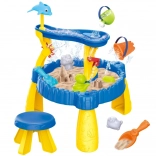 Woopie Wasser- und Sandtisch XL mit Stühlchen 2in1 Delfin 12 Teile