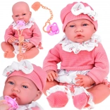 Interaktive Kinderspielpuppe 45 cm im rosa Set