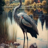 Diamantmalerei Kranich am See 30 × 40 cm