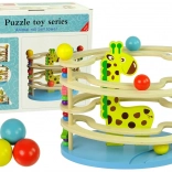 Holzrutsche mit Perlen und Giraffenmotiv