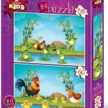 Puzzle Tiere mit ihren Jungen 35 und 60 Teile