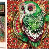 Diamantmalerei 7D Eule auf roter Mandala 30 × 30 cm