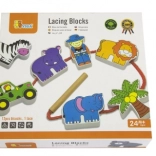 Viga Holz-Einfädelbausteine Safari ZOO