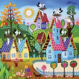 Quadratisches Puzzle Storchenschwarm 1000 Teile