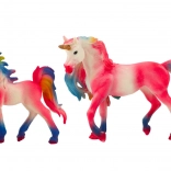 Sammlerfiguren Einhorn mit Fohlen, rosa, 2 Stück