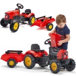 Kinder-Trettraktor FALK Red Supercharger mit abnehmbarem Anhänger