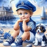 Diamantmalerei Kleiner Matrose 30 × 40 cm