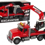 Lastwagen mit Bagger mit Geräuschen und Lichtern