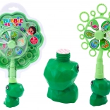 Seifenblasen-Set mit Windrädchen Dinosaurier mit grüner Schale