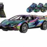 Sportliches Plastikauto mit Schwungrad mit Lichtern und Geräuschen