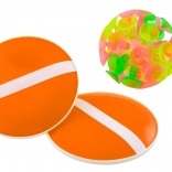 Geschicklichkeitsspiel Orange Paddel und Ball mit Saugnäpfen