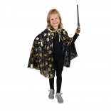 Kinder-Hexenumhang für Halloween, schwarz mit goldenen Motiven