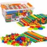 Bunte Konstruktionssets  3D-Modelle + Koffer + Verbinder – 800 Teile