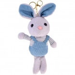 niedlicher Plüsch-Hasenschlüsselanhänger mit Latzhose