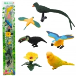 Set von Mini-Figuren exotischer Vögel Hibiscus Gelb 4-11 cm 6 Stk.