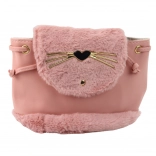 Rosa Kinder-Plüschrucksack mit Ohren, verstellbarem Riemen, 22 cm, 4 l