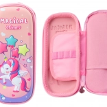 Rosa Federmäppchen mit 3D-Einhorn, zweikammerig 24 × 11 × 7 cm