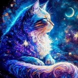 Diamantmalerei Weltraumkatze 30x40 cm