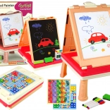 Kinder-Tafel 3-in-1, zweiseitig, mit Tisch und Brettspielen