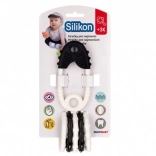 Beißspielzeug mit Sicherheitsnadel und Anhängern, schwarz-weiß, 12 cm