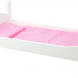 Holzbettchen für Puppen mit weißen Herzchen