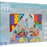 Holzbaustein-Set Tiere, 100 Stück