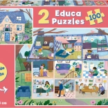 Educa Puzzle Outside, Inside Haus 2×100 Teile