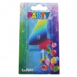 Party-Kerze Zahl 4, regenbogen