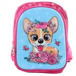Kinder-Rucksack mit Hunde- und Blumenmotiv