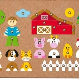 Korknagelspiel Dorf-Tiere