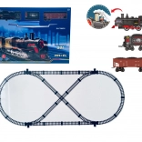 Retro-Eisenbahnstrecke mit Rauch, Licht und Sound