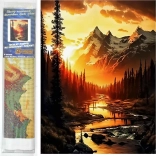 Diamantmalerei - Bergfluss bei Sonnenuntergang 30x40 cm
