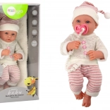 Puppe Baby Mit Pullover, Mütze und Schnuller Rosa