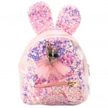 Rosa Kinderrucksack mit Pailletten und Hasenohren 4,4L
