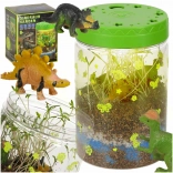 Terrarium zum Pflanzenanbau mit LED-Lampe und Dinosauriern