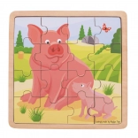 Holzpuzzle BIGJIGS TOYS – Schwein mit Ferkel, 16 Teile