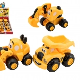 Plastik-Baufahrzeug für die Kleinsten, 9 cm, 3 Arten, Freilauf, 12 Stk. im Karton