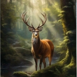 Diamantmalerei Hirsch am Waldstrom 30x40 cm