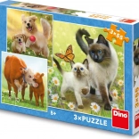 Kinderpuzzle Tierfamilien 3×55 Teile