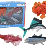 Set aus Meerestieren Ozeanfische Oktopus 4 Stück