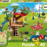 Puzzle SCHMIDT SCHLEICH Glückliche Hündchen, 40 Teile + Figur