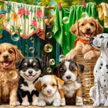 Castorland Puzzle Welpen, Wäsche und ausgelassenes Vogeltreiben 500 Teile