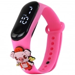 Touch-Uhr mit Schweinchen-Motiv, rosa verstellbares Armband