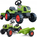 Falk Traktor Claas grün mit Pedalen und Anhänger und Hupe für Kinder ab 2 Jahren