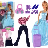 Puppe mit Zubehör und Reisetasche