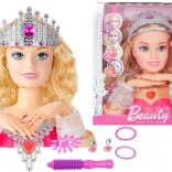 Puppen-Styling-Kopf mit Krone und Zubehör