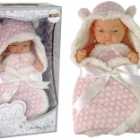 Puppe Süßes Baby in Rosa Wickeldecke mit Schleife