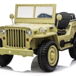 Elektrisches Militärfahrzeug Jeep Willys für 3 Kinder mit Fernbedienung 12V – Hellgrün
