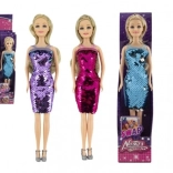 Puppe mit farbwechselnden Pailletten-Kleidern 30 cm, fester Körper